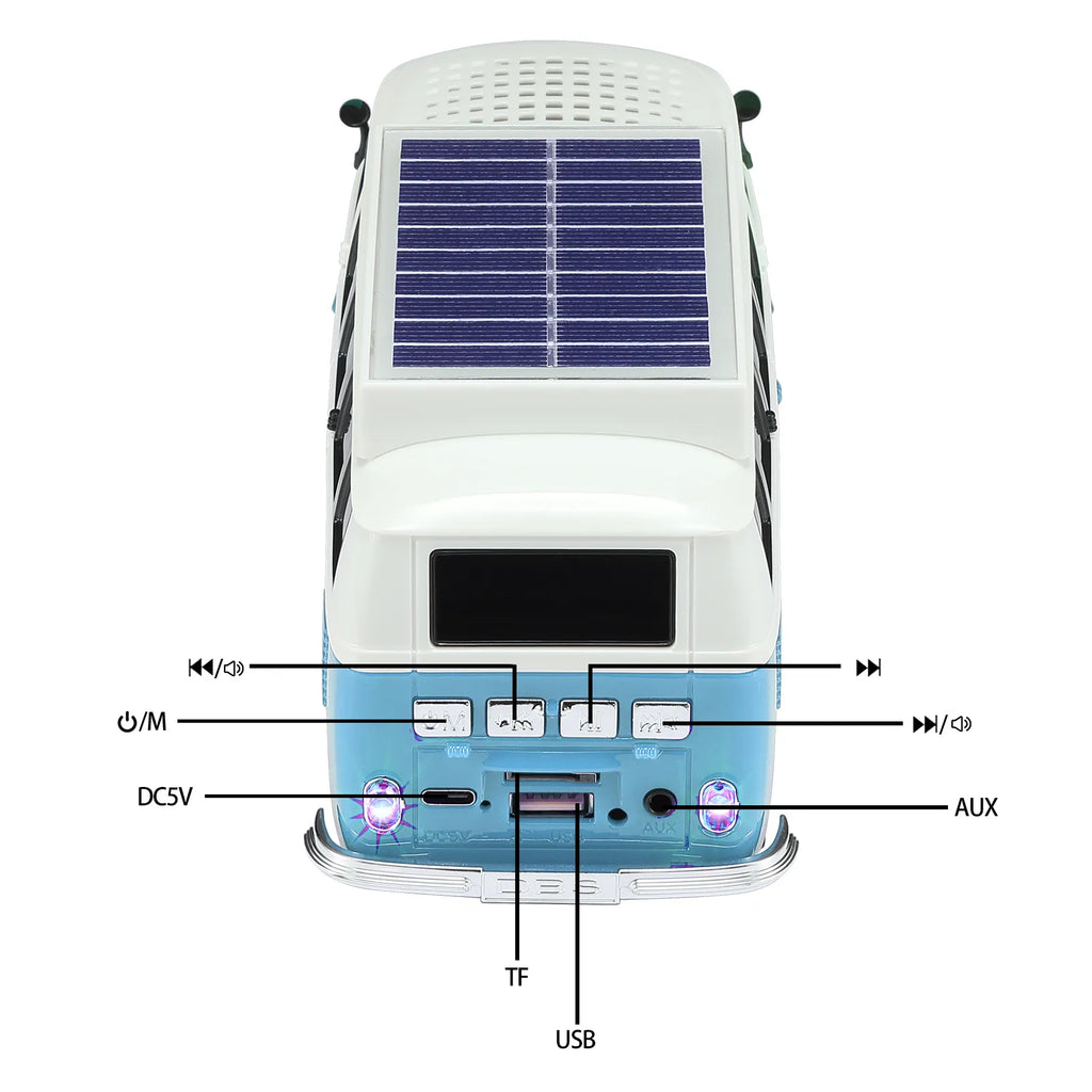 WSTER WS-698 Retro Minibus Solar Bluetooth Speaker