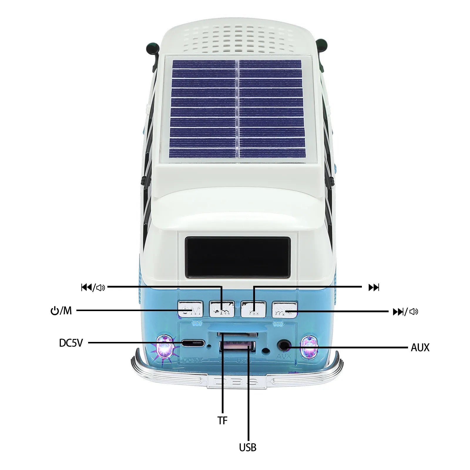 WSTER WS-698 Retro Minibus Solar Bluetooth Speaker