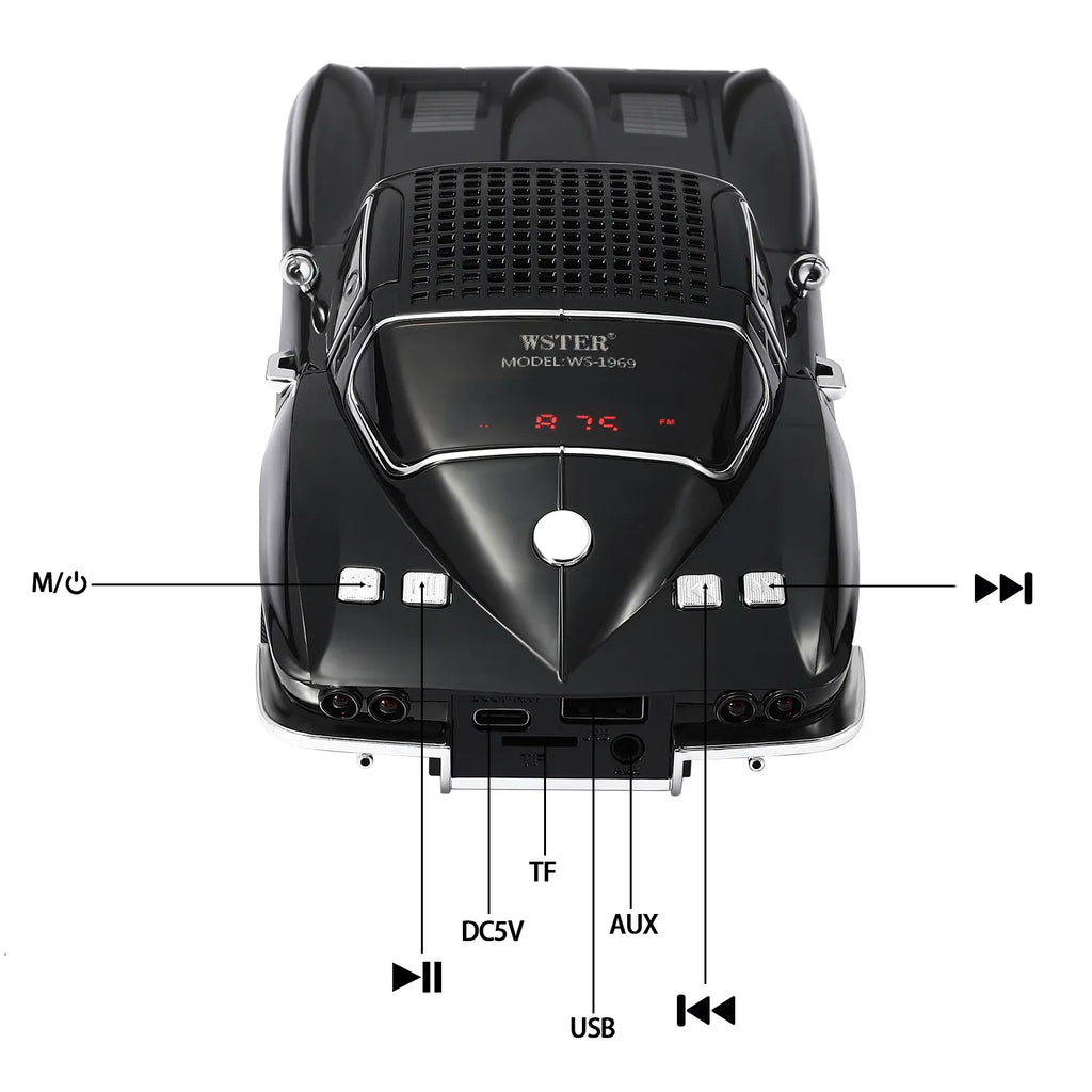 WSTER WS-1969 Retro Sports Car Bluetooth Speaker