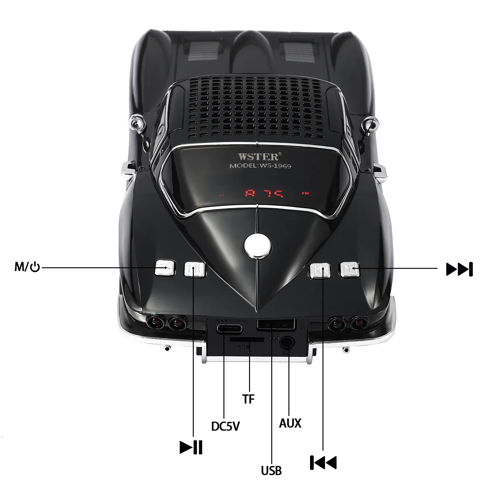 WSTER WS-1969 Retro Sports Car Bluetooth Speaker