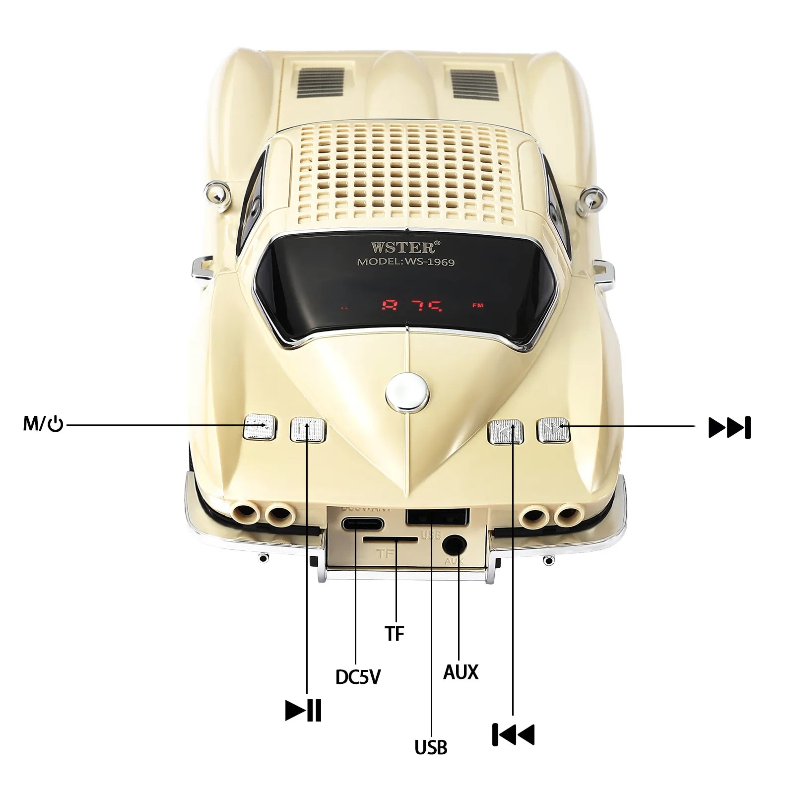WSTER WS-1969 Retro Sports Car Bluetooth Speaker