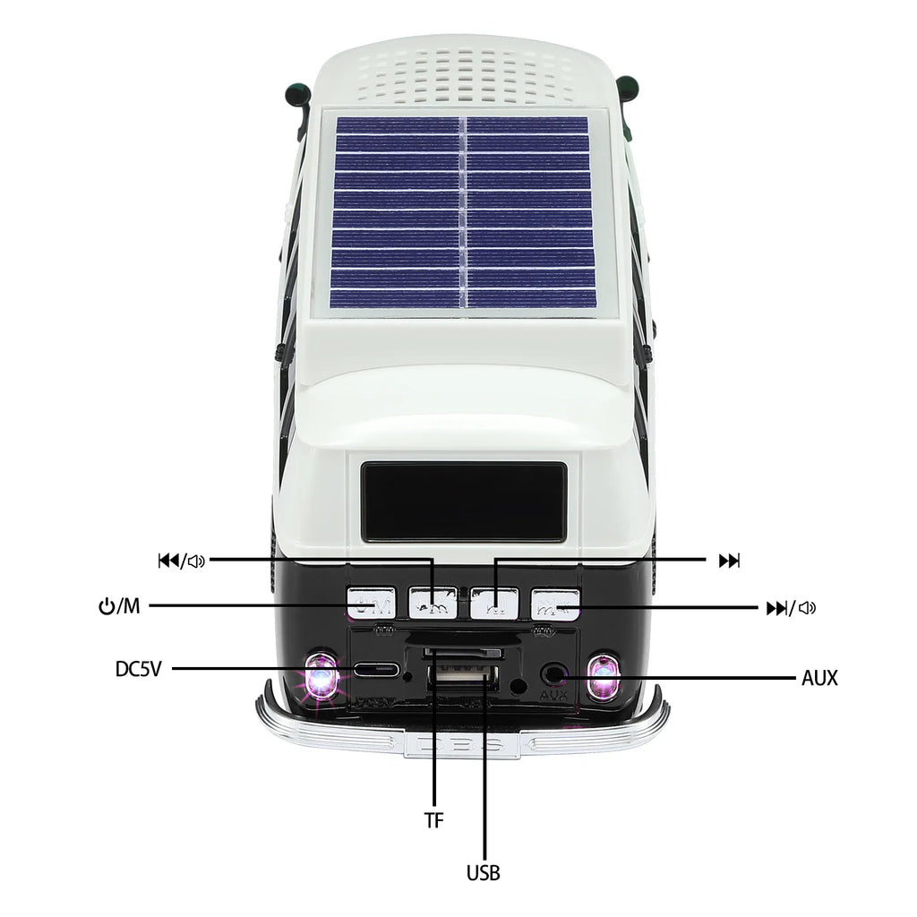 WSTER WS-698 Retro Minibus Solar Bluetooth Speaker
