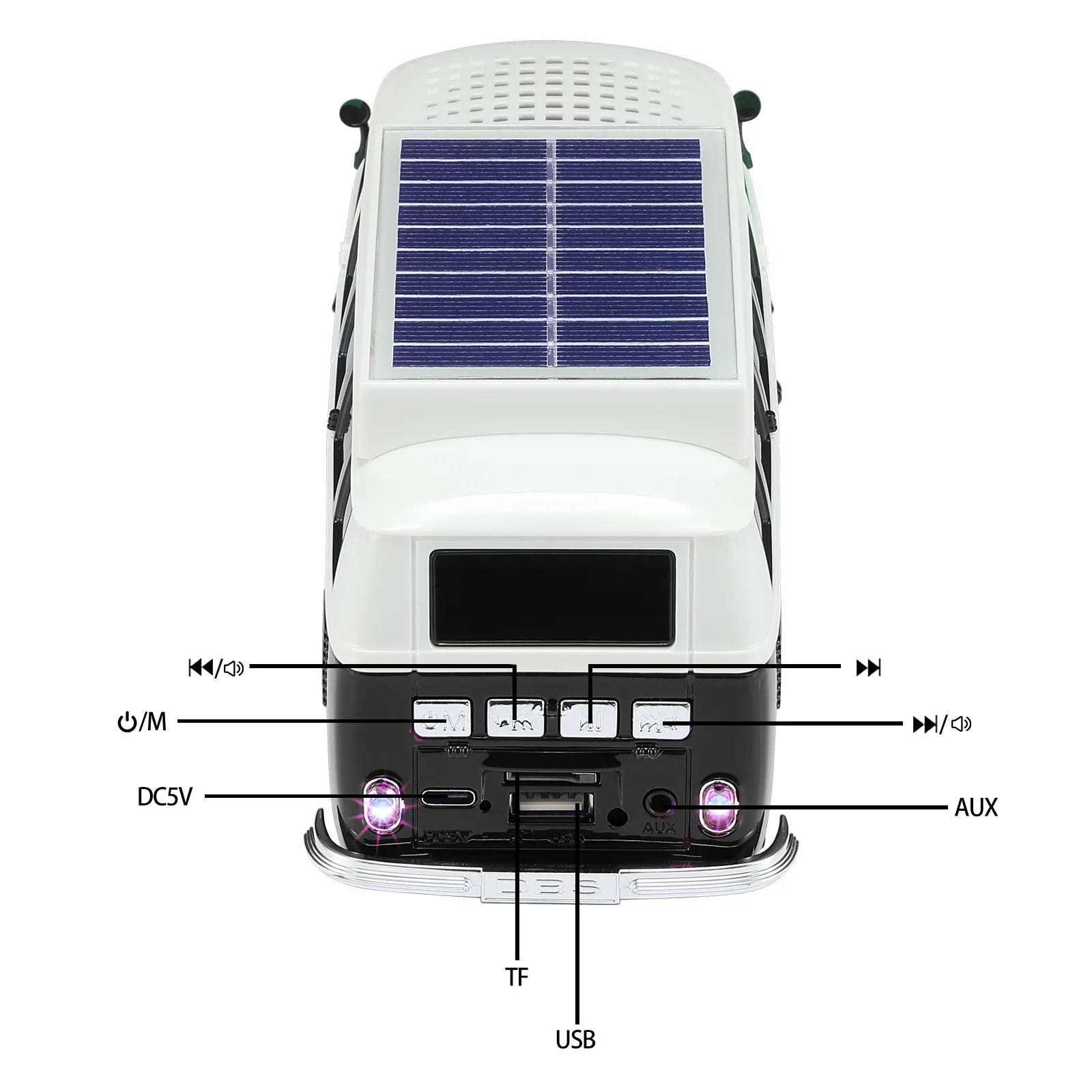WSTER WS-698 Retro Minibus Solar Bluetooth Speaker