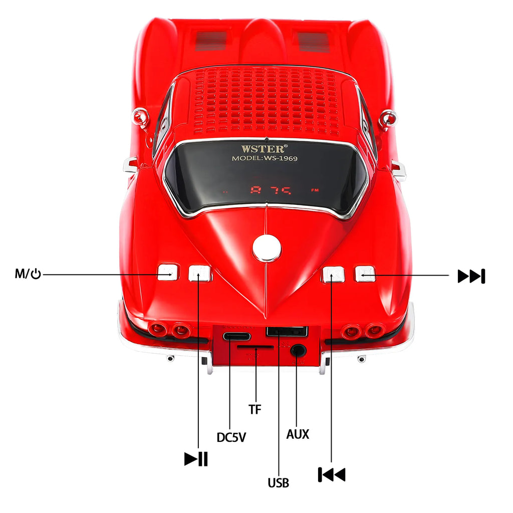 WSTER WS-1969 Retro Sports Car Bluetooth Speaker