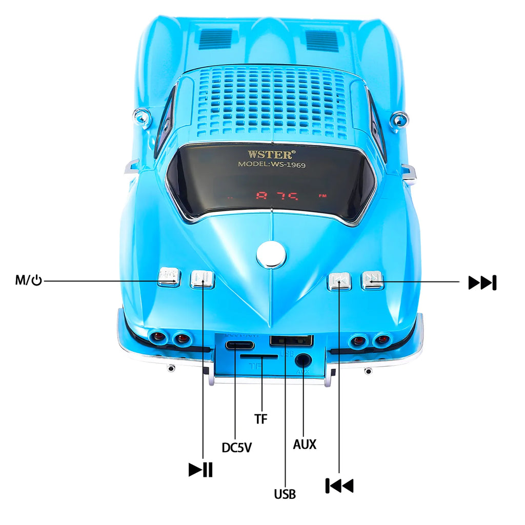 WSTER WS-1969 Retro Sports Car Bluetooth Speaker