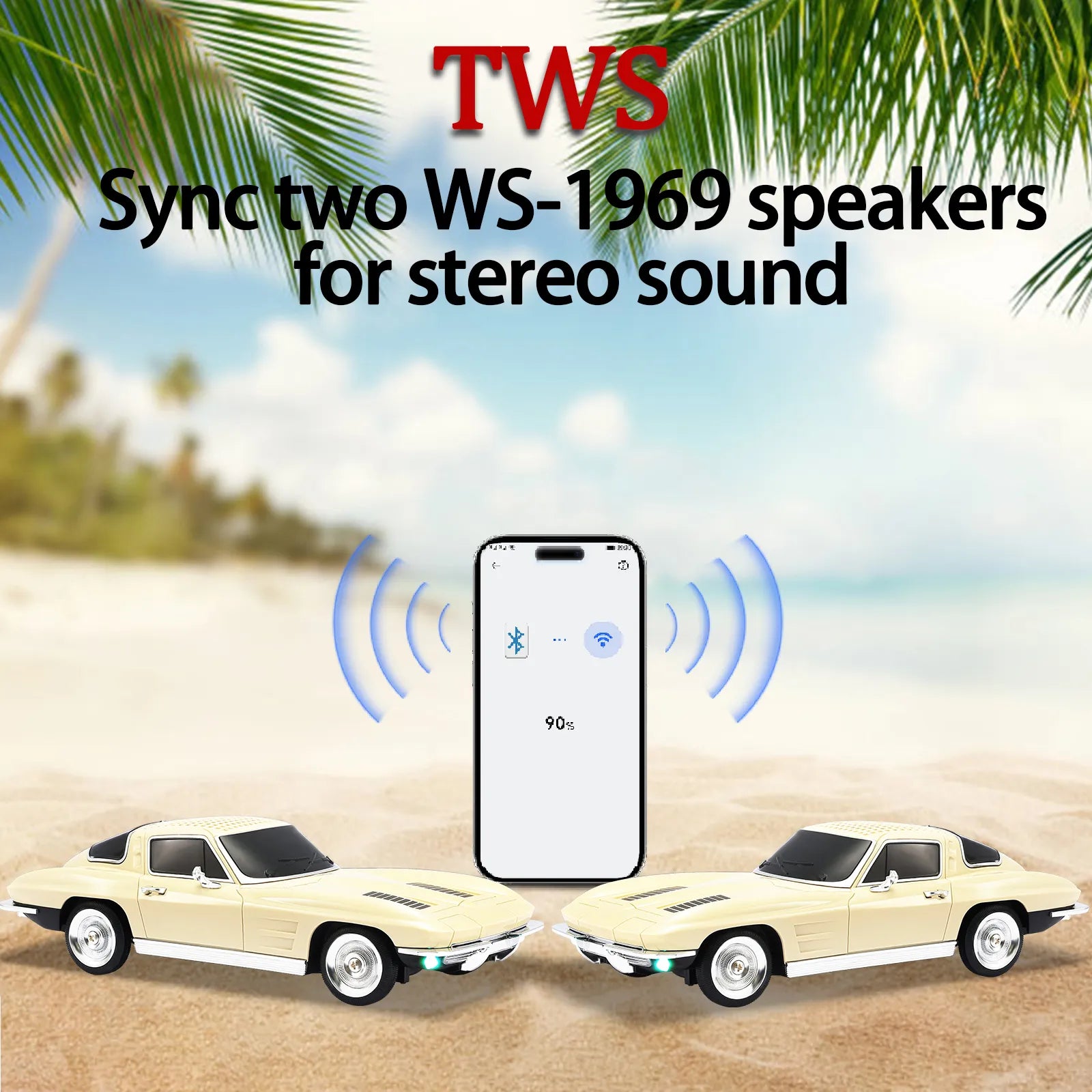 WSTER WS-1969 Retro Sports Car Bluetooth Speaker
