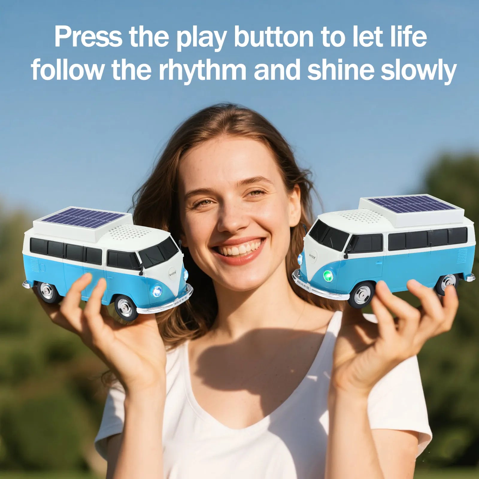 WSTER WS-698 Retro Minibus Solar Bluetooth Speaker