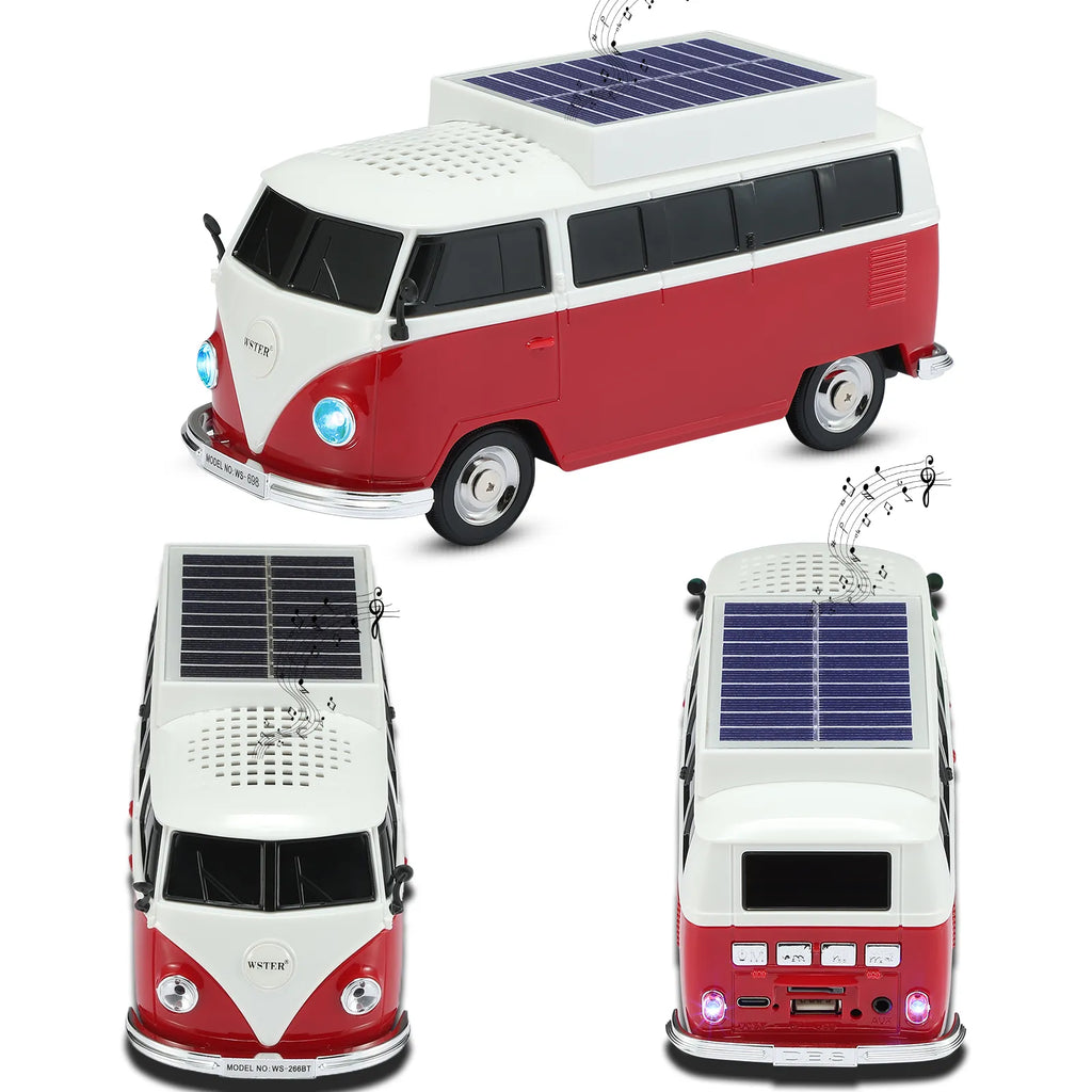 WSTER WS-698 Retro Minibus Solar Bluetooth Speaker