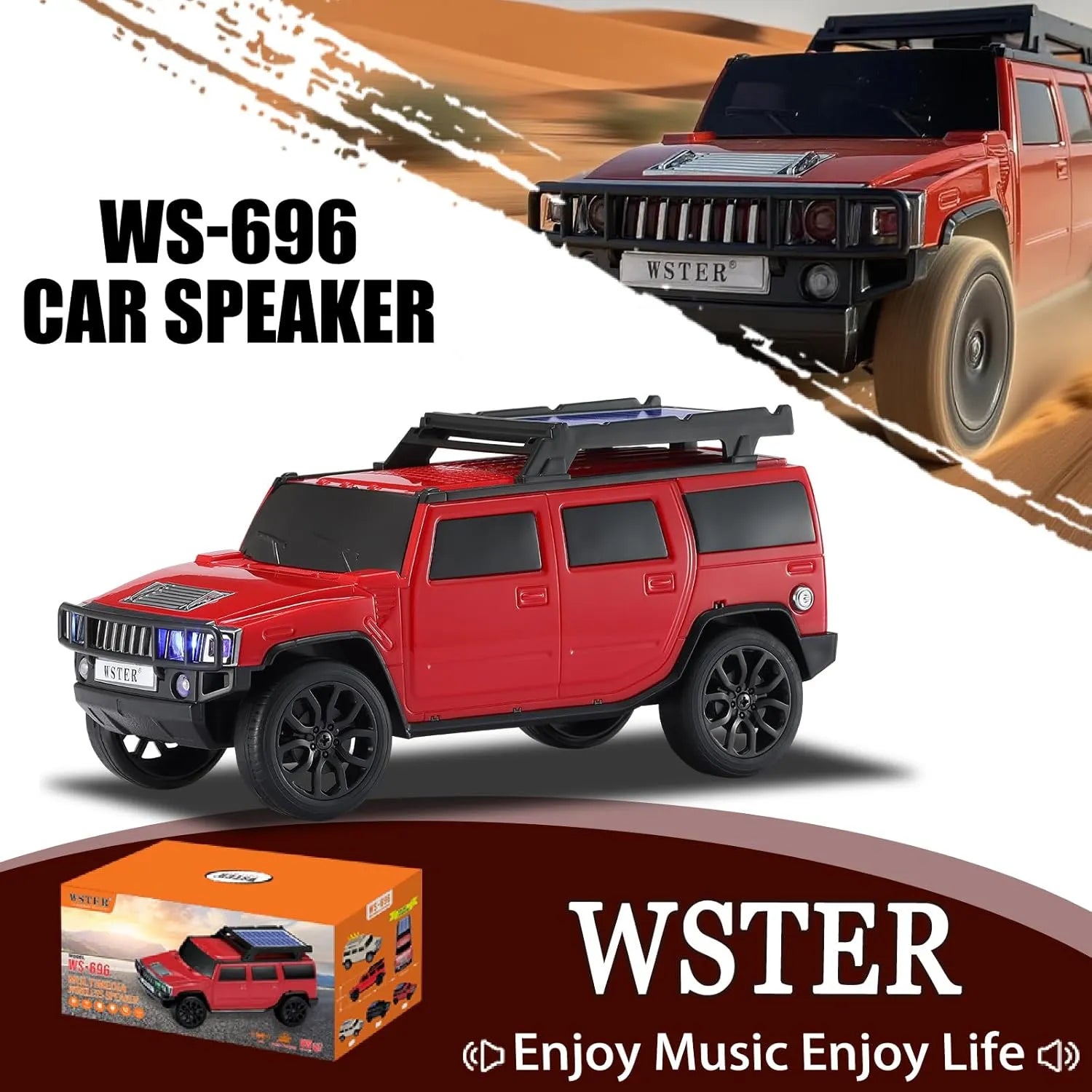 WSTER WS-696 Solar Off-Road Car Bluetooth Speaker