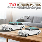 WS - 1955 Retro Sedan Bluetooth Replica Speaker – Portable Wireless Car Model with HD Sound, TWS, FM, LED Party Light, USB/TF, Type - C, Hands - Free Mic for Car Enthusiasts & Home Audio - WSTER