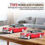 WS - 1955 Retro Sedan Bluetooth Replica Speaker – Portable Wireless Car Model with HD Sound, TWS, FM, LED Party Light, USB/TF, Type - C, Hands - Free Mic for Car Enthusiasts & Home Audio - WSTER