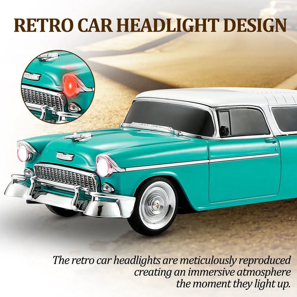 WS - 1955 Retro Sedan Bluetooth Replica Speaker – Portable Wireless Car Model with HD Sound, TWS, FM, LED Party Light, USB/TF, Type - C, Hands - Free Mic for Car Enthusiasts & Home Audio - WSTER