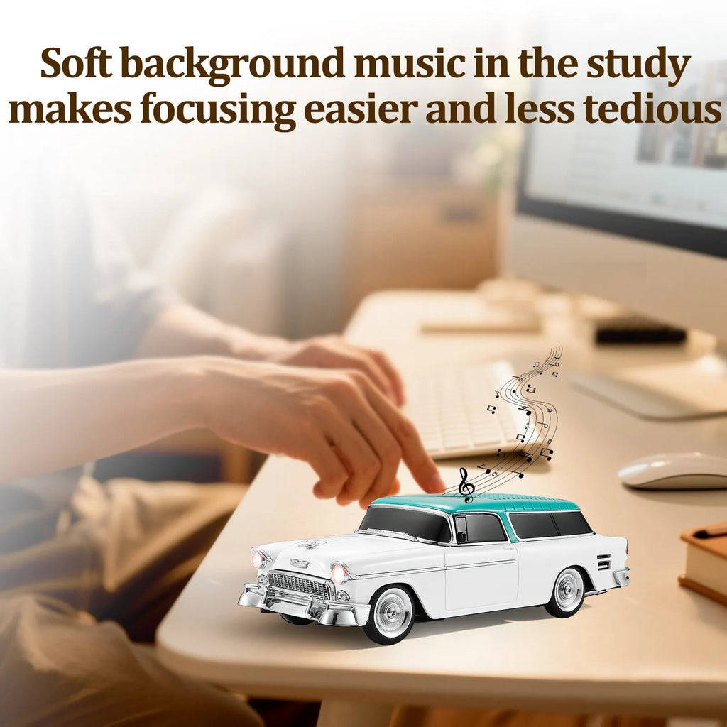 WS - 1955 Retro Sedan Bluetooth Replica Speaker – Portable Wireless Car Model with HD Sound, TWS, FM, LED Party Light, USB/TF, Type - C, Hands - Free Mic for Car Enthusiasts & Home Audio - WSTER