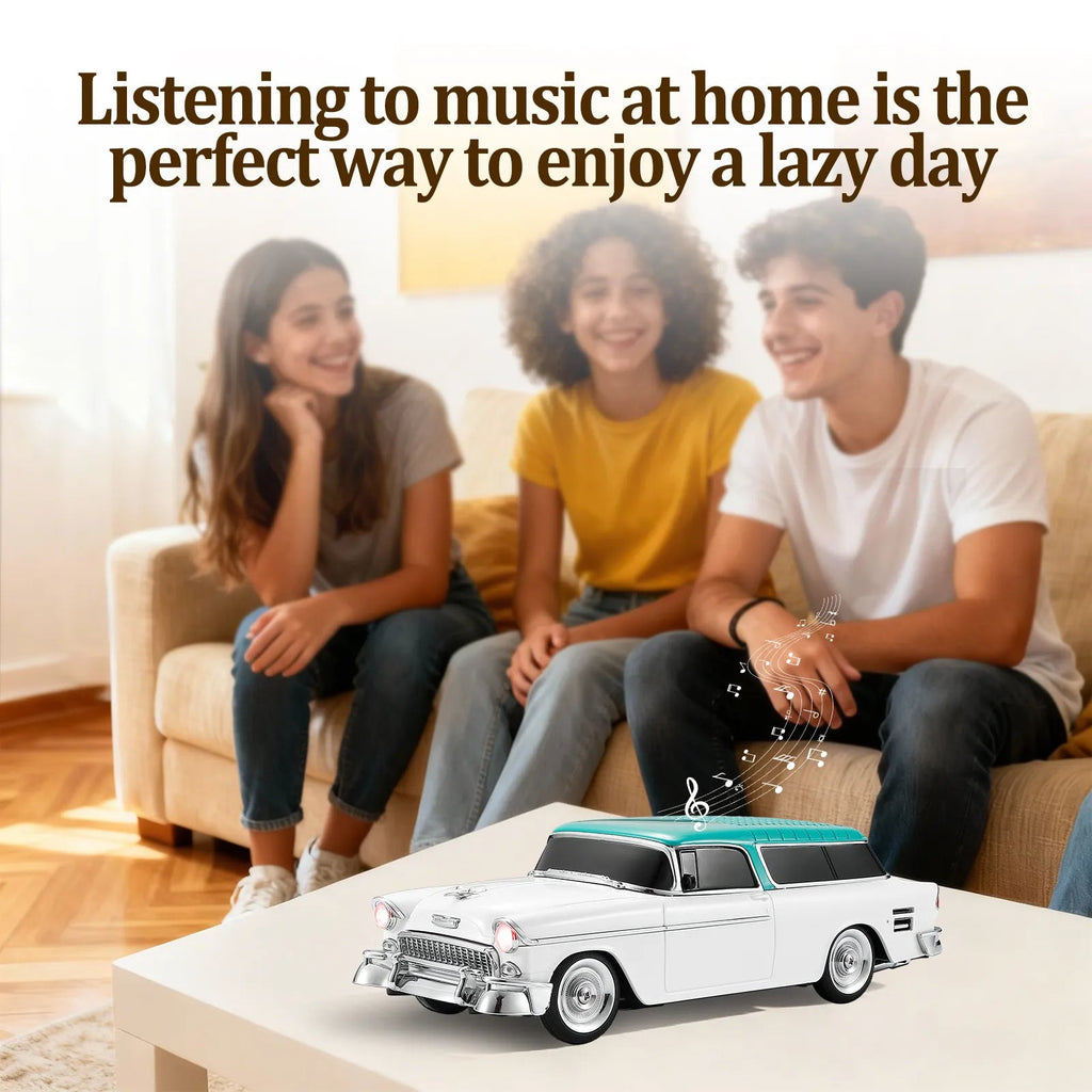 WS - 1955 Retro Sedan Bluetooth Replica Speaker – Portable Wireless Car Model with HD Sound, TWS, FM, LED Party Light, USB/TF, Type - C, Hands - Free Mic for Car Enthusiasts & Home Audio - WSTER