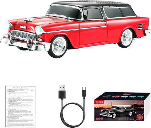 WS - 1955 Retro Sedan Bluetooth Replica Speaker – Portable Wireless Car Model with HD Sound, TWS, FM, LED Party Light, USB/TF, Type - C, Hands - Free Mic for Car Enthusiasts & Home Audio - WSTER