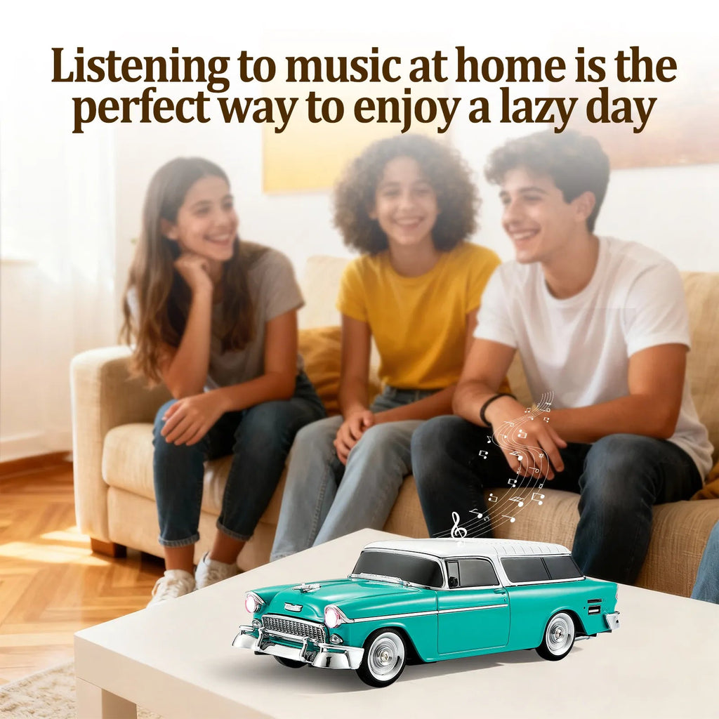 WS - 1955 Retro Sedan Bluetooth Replica Speaker – Portable Wireless Car Model with HD Sound, TWS, FM, LED Party Light, USB/TF, Type - C, Hands - Free Mic for Car Enthusiasts & Home Audio - WSTER