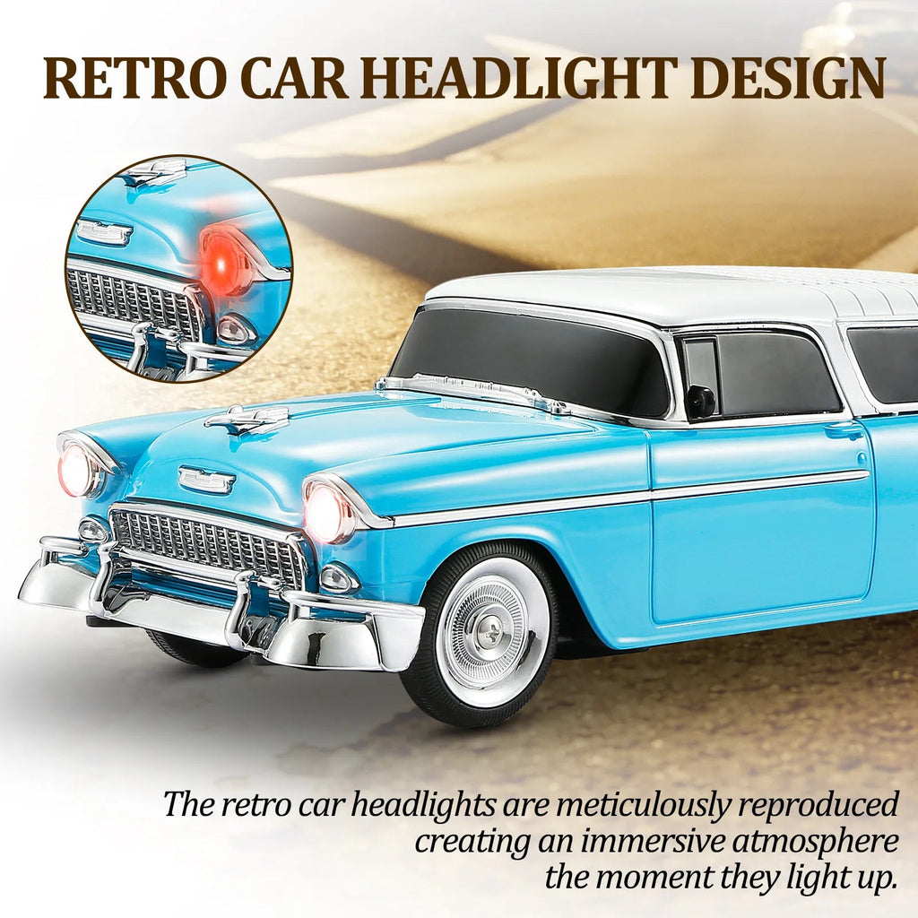 WS - 1955 Retro Sedan Bluetooth Replica Speaker – Portable Wireless Car Model with HD Sound, TWS, FM, LED Party Light, USB/TF, Type - C, Hands - Free Mic for Car Enthusiasts & Home Audio - WSTER