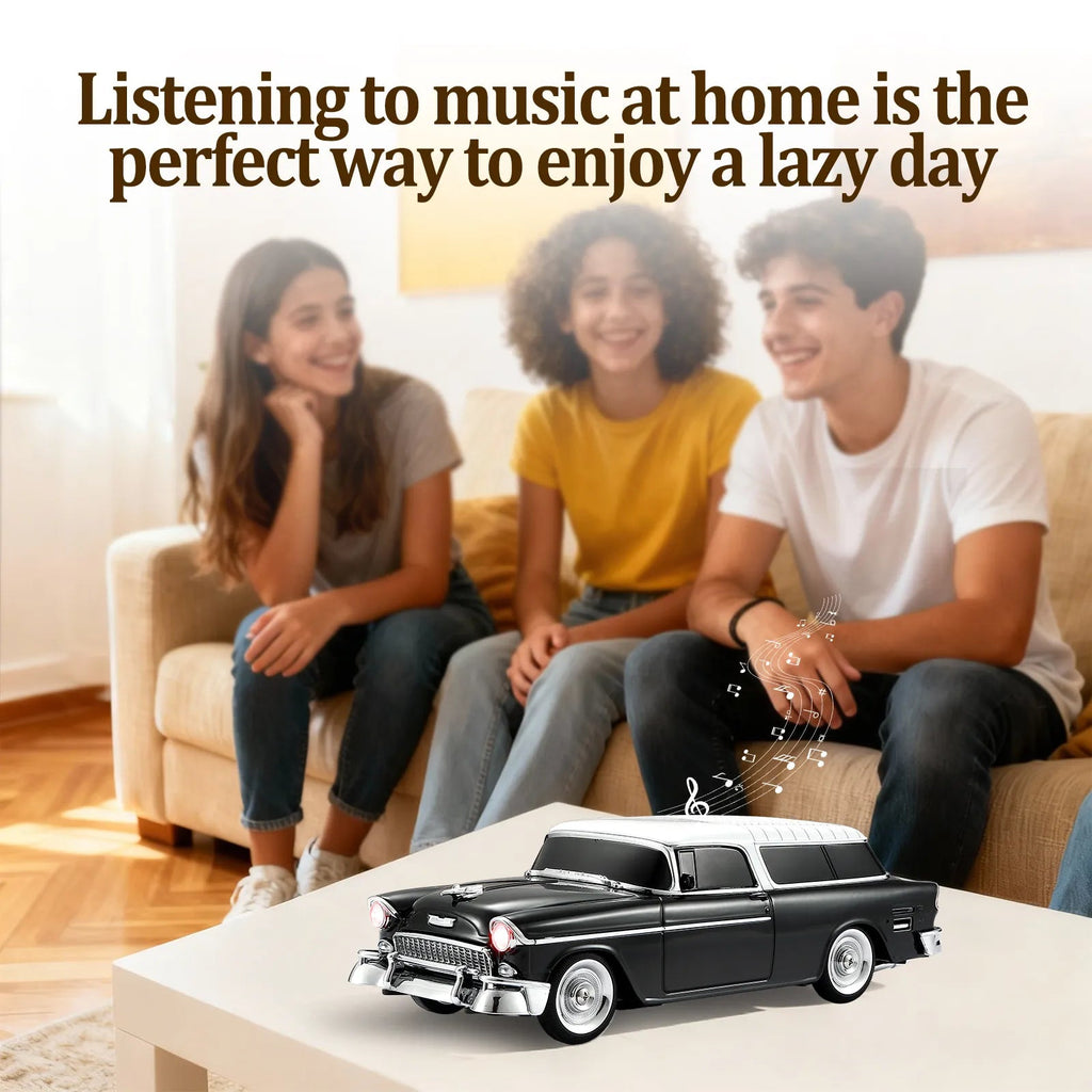 WS - 1955 Retro Sedan Bluetooth Replica Speaker – Portable Wireless Car Model with HD Sound, TWS, FM, LED Party Light, USB/TF, Type - C, Hands - Free Mic for Car Enthusiasts & Home Audio - WSTER