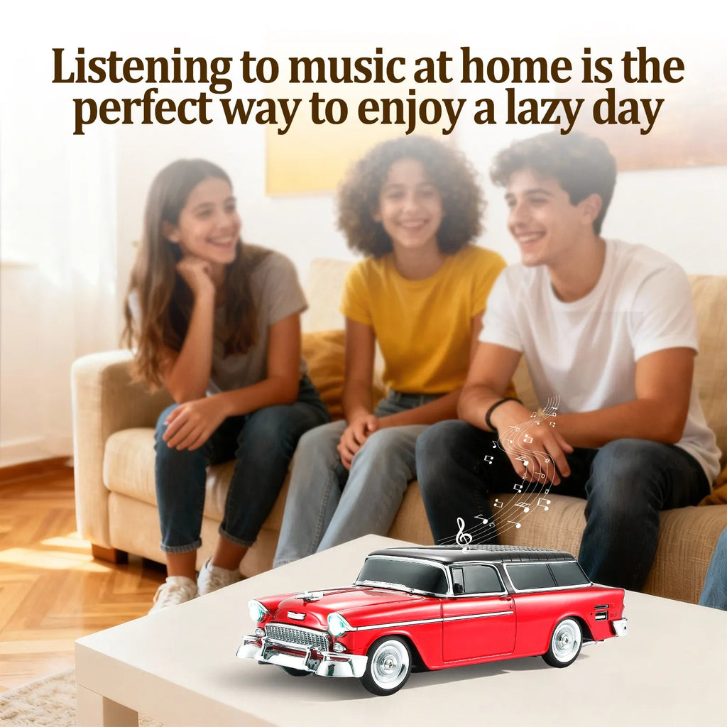 WS - 1955 Retro Sedan Bluetooth Replica Speaker – Portable Wireless Car Model with HD Sound, TWS, FM, LED Party Light, USB/TF, Type - C, Hands - Free Mic for Car Enthusiasts & Home Audio - WSTER