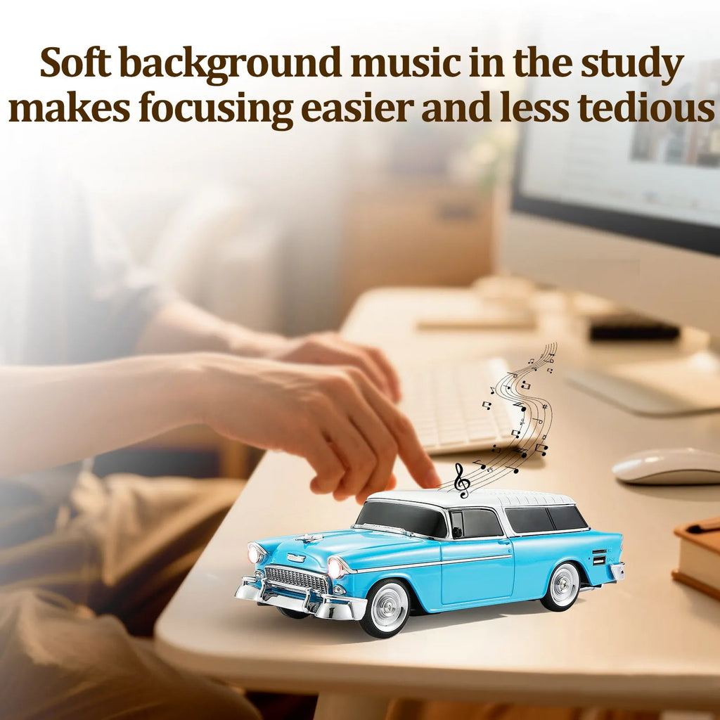 WS - 1955 Retro Sedan Bluetooth Replica Speaker – Portable Wireless Car Model with HD Sound, TWS, FM, LED Party Light, USB/TF, Type - C, Hands - Free Mic for Car Enthusiasts & Home Audio - WSTER