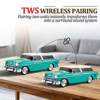 WS - 1955 Retro Sedan Bluetooth Replica Speaker – Portable Wireless Car Model with HD Sound, TWS, FM, LED Party Light, USB/TF, Type - C, Hands - Free Mic for Car Enthusiasts & Home Audio - WSTER