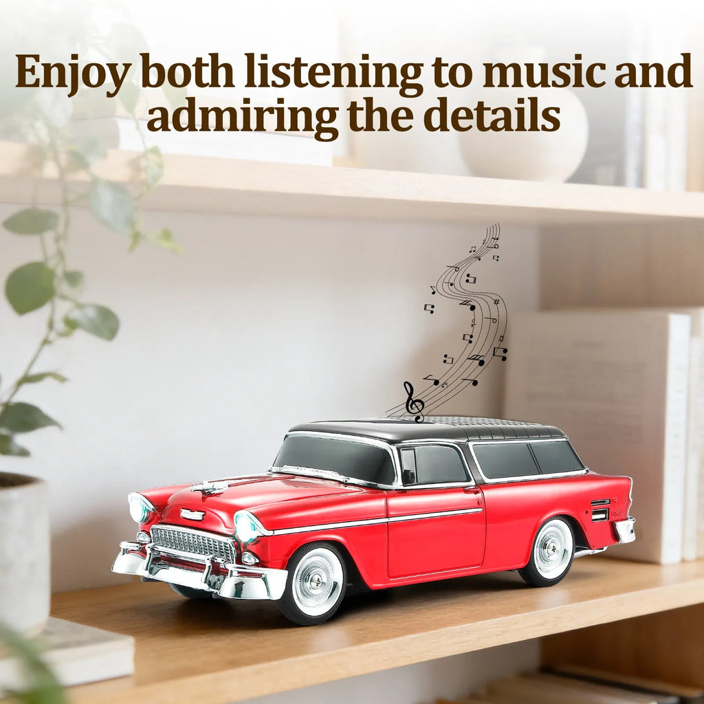 WS - 1955 Retro Sedan Bluetooth Replica Speaker – Portable Wireless Car Model with HD Sound, TWS, FM, LED Party Light, USB/TF, Type - C, Hands - Free Mic for Car Enthusiasts & Home Audio - WSTER