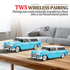 WS - 1955 Retro Sedan Bluetooth Replica Speaker – Portable Wireless Car Model with HD Sound, TWS, FM, LED Party Light, USB/TF, Type - C, Hands - Free Mic for Car Enthusiasts & Home Audio - WSTER