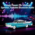 WS - 1965 Bluetooth Replica Speaker – Retro Rocket Car Design, HD Sound, TWS, LED Party Lights, FM Radio, USB/TF Playback, Built - in Microphone – Portable Surprise Gift for Car Lovers - WSTER