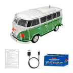 WS - 267 Bluetooth Replica Speaker with Mini Bus Design, Transparent Body with Switchable LED Party Light, FM Radio, TWS Pairing,Supports USB/TF, Considerate Gift for Car Fans & Audio Users - WSTER