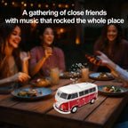 WS - 267 Bluetooth Replica Speaker with Mini Bus Design, Transparent Body with Switchable LED Party Light, FM Radio, TWS Pairing,Supports USB/TF, Considerate Gift for Car Fans & Audio Users - WSTER