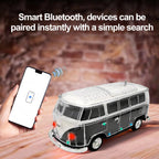 WS - 267 Bluetooth Replica Speaker with Mini Bus Design, Transparent Body with Switchable LED Party Light, FM Radio, TWS Pairing,Supports USB/TF, Considerate Gift for Car Fans & Audio Users - WSTER