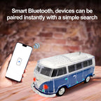 WS - 267 Bluetooth Replica Speaker with Mini Bus Design, Transparent Body with Switchable LED Party Light, FM Radio, TWS Pairing,Supports USB/TF, Considerate Gift for Car Fans & Audio Users - WSTER
