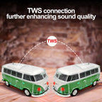 WS - 267 Bluetooth Replica Speaker with Mini Bus Design, Transparent Body with Switchable LED Party Light, FM Radio, TWS Pairing,Supports USB/TF, Considerate Gift for Car Fans & Audio Users - WSTER