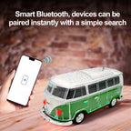 WS - 267 Bluetooth Replica Speaker with Mini Bus Design, Transparent Body with Switchable LED Party Light, FM Radio, TWS Pairing,Supports USB/TF, Considerate Gift for Car Fans & Audio Users - WSTER