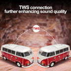 WS - 267 Bluetooth Replica Speaker with Mini Bus Design, Transparent Body with Switchable LED Party Light, FM Radio, TWS Pairing,Supports USB/TF, Considerate Gift for Car Fans & Audio Users - WSTER