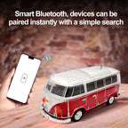 WS - 267 Bluetooth Replica Speaker with Mini Bus Design, Transparent Body with Switchable LED Party Light, FM Radio, TWS Pairing,Supports USB/TF, Considerate Gift for Car Fans & Audio Users - WSTER