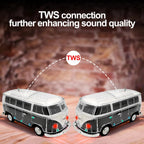 WS - 267 Bluetooth Replica Speaker with Mini Bus Design, Transparent Body with Switchable LED Party Light, FM Radio, TWS Pairing,Supports USB/TF, Considerate Gift for Car Fans & Audio Users - WSTER