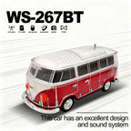 WS - 267 Bluetooth Replica Speaker with Mini Bus Design, Transparent Body with Switchable LED Party Light, FM Radio, TWS Pairing,Supports USB/TF, Considerate Gift for Car Fans & Audio Users - WSTER