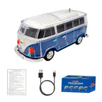 WS - 267 Bluetooth Replica Speaker with Mini Bus Design, Transparent Body with Switchable LED Party Light, FM Radio, TWS Pairing,Supports USB/TF, Considerate Gift for Car Fans & Audio Users - WSTER