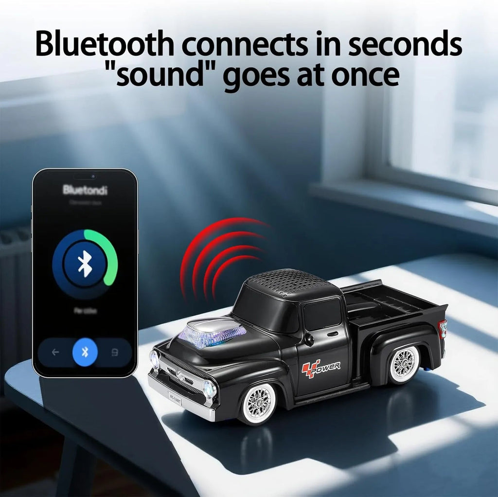 WS - 538 Retro Pickup Truck Bluetooth Replica Speaker – Portable Wireless Car Model Speaker with FM, TWS, LED Party Lights, USB/TF Playback, Built - in Microphone, Type - C, Surprise Gift - WSTER