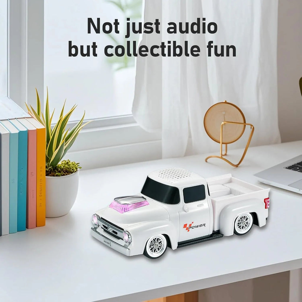 WS - 538 Retro Pickup Truck Bluetooth Replica Speaker – Portable Wireless Car Model Speaker with FM, TWS, LED Party Lights, USB/TF Playback, Built - in Microphone, Type - C, Surprise Gift - WSTER