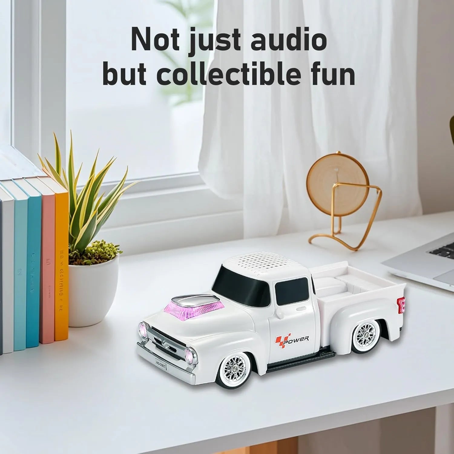 WS - 538 Retro Pickup Truck Bluetooth Replica Speaker – Portable Wireless Car Model Speaker with FM, TWS, LED Party Lights, USB/TF Playback, Built - in Microphone, Type - C, Surprise Gift - WSTER
