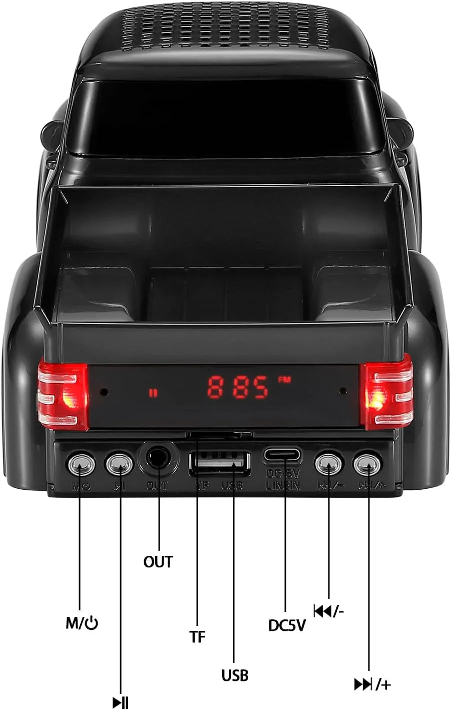 WS - 538 Retro Pickup Truck Bluetooth Replica Speaker – Portable Wireless Car Model Speaker with FM, TWS, LED Party Lights, USB/TF Playback, Built - in Microphone, Type - C, Surprise Gift - WSTER