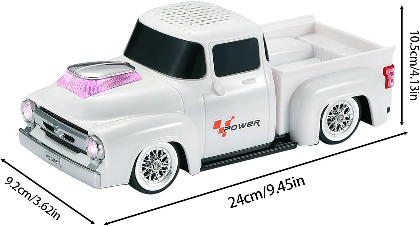 WS - 538 Retro Pickup Truck Bluetooth Replica Speaker – Portable Wireless Car Model Speaker with FM, TWS, LED Party Lights, USB/TF Playback, Built - in Microphone, Type - C, Surprise Gift - WSTER