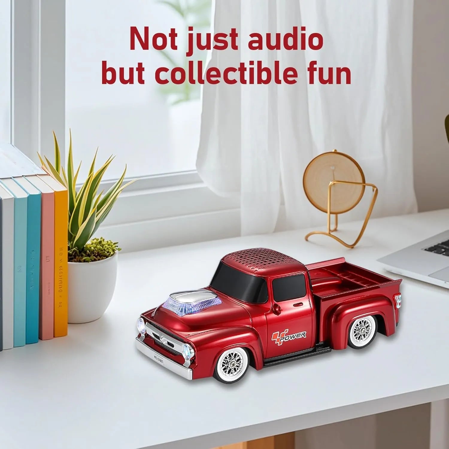 WS - 538 Retro Pickup Truck Bluetooth Replica Speaker – Portable Wireless Car Model Speaker with FM, TWS, LED Party Lights, USB/TF Playback, Built - in Microphone, Type - C, Surprise Gift - WSTER