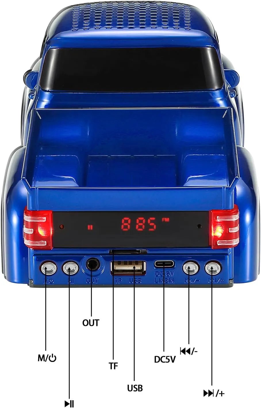 WS - 538 Retro Pickup Truck Bluetooth Replica Speaker – Portable Wireless Car Model Speaker with FM, TWS, LED Party Lights, USB/TF Playback, Built - in Microphone, Type - C, Surprise Gift - WSTER