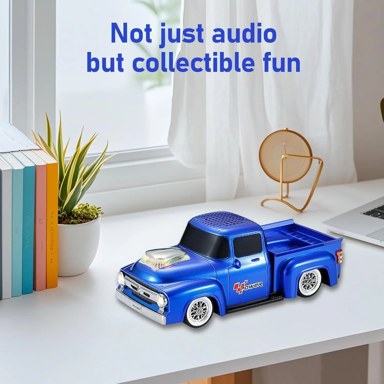 WS - 538 Retro Pickup Truck Bluetooth Replica Speaker – Portable Wireless Car Model Speaker with FM, TWS, LED Party Lights, USB/TF Playback, Built - in Microphone, Type - C, Surprise Gift - WSTER