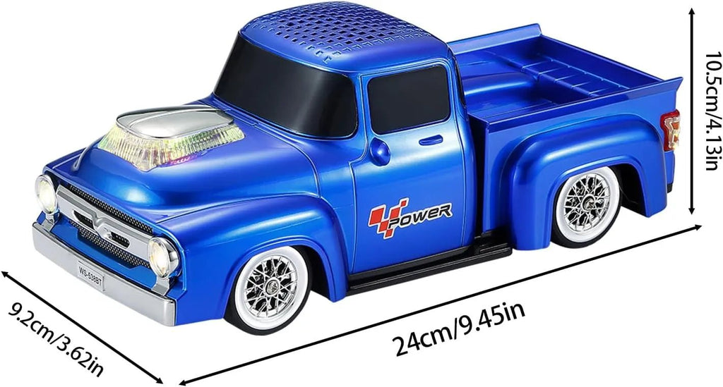 WS - 538 Retro Pickup Truck Bluetooth Replica Speaker – Portable Wireless Car Model Speaker with FM, TWS, LED Party Lights, USB/TF Playback, Built - in Microphone, Type - C, Surprise Gift - WSTER