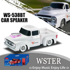 WS - 538 Retro Pickup Truck Bluetooth Replica Speaker – Portable Wireless Car Model Speaker with FM, TWS, LED Party Lights, USB/TF Playback, Built - in Microphone, Type - C, Surprise Gift - WSTER