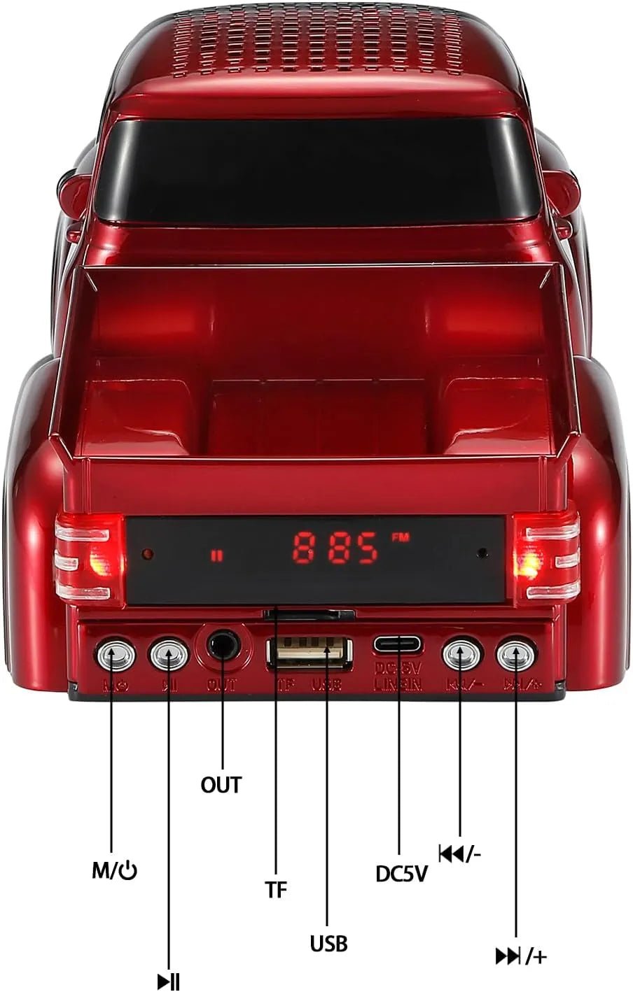 WS - 538 Retro Pickup Truck Bluetooth Replica Speaker – Portable Wireless Car Model Speaker with FM, TWS, LED Party Lights, USB/TF Playback, Built - in Microphone, Type - C, Surprise Gift - WSTER